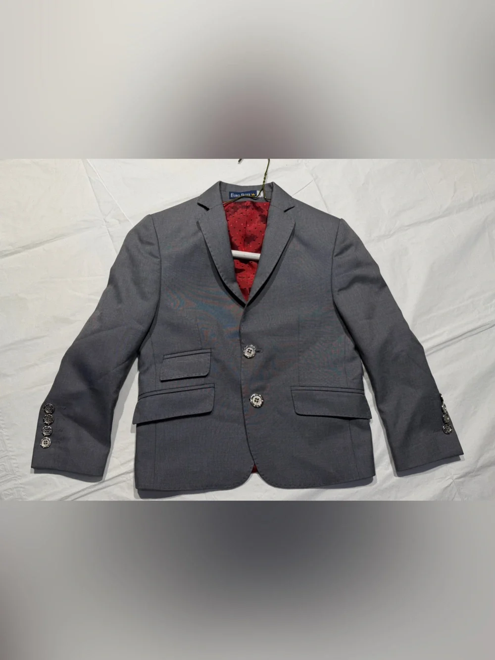Euro Boss Gray Boys' Blazer with Red Lining